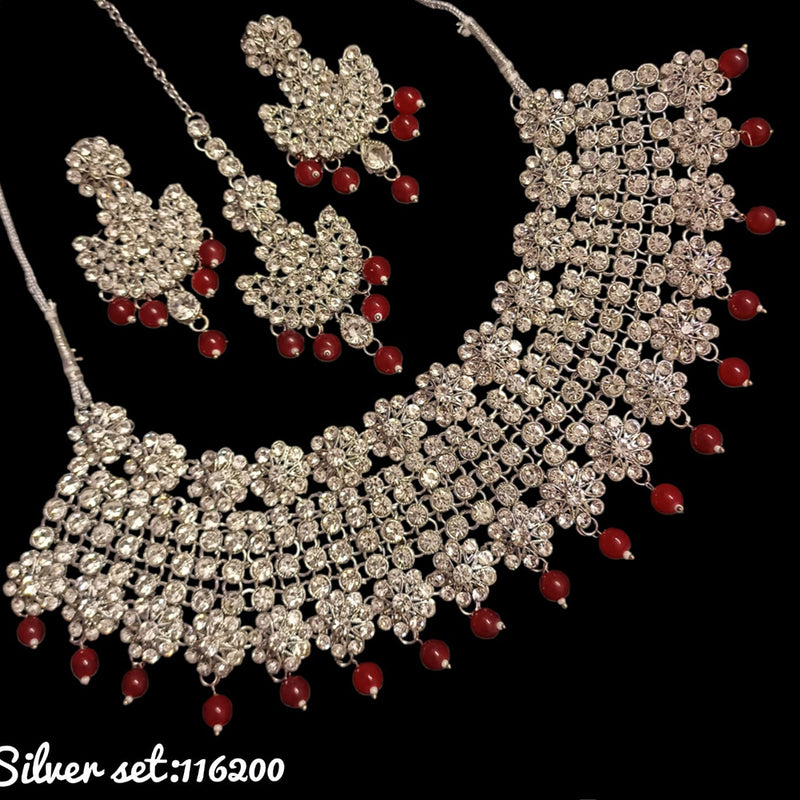 Padmawati Bangles Silver Plated Austrian Stone Necklace Set