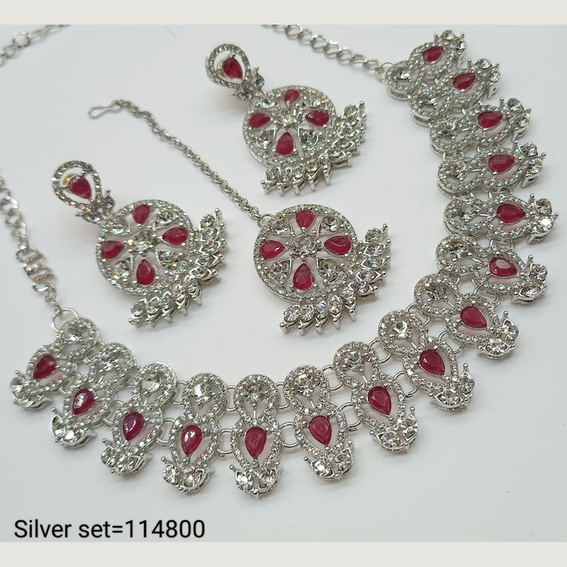 Padmawati Bangles Silver Plated Austrian Stone Necklace Set