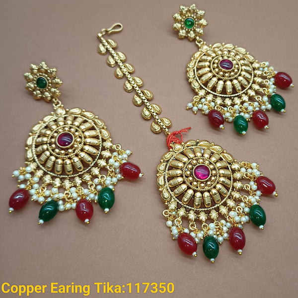 Padmawati Bangles Copper Gold Plated Earrings With Mangtikka