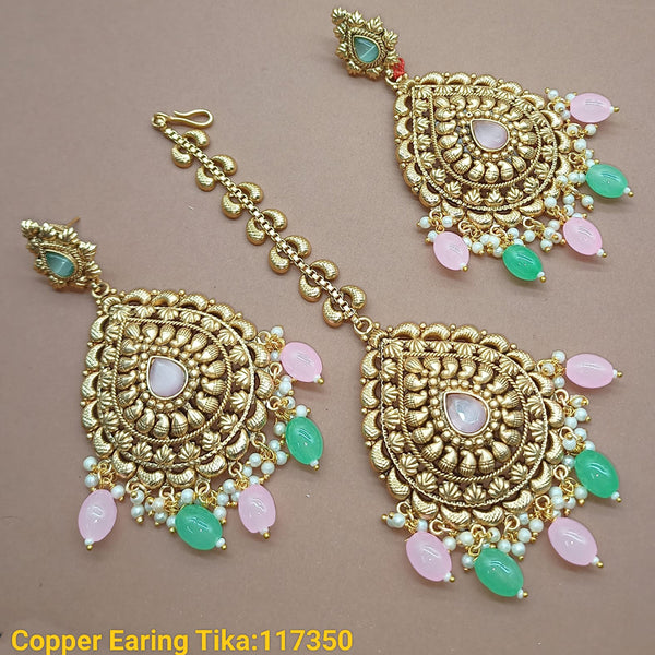 Padmawati Bangles Copper Gold Plated Earrings With Mangtikka