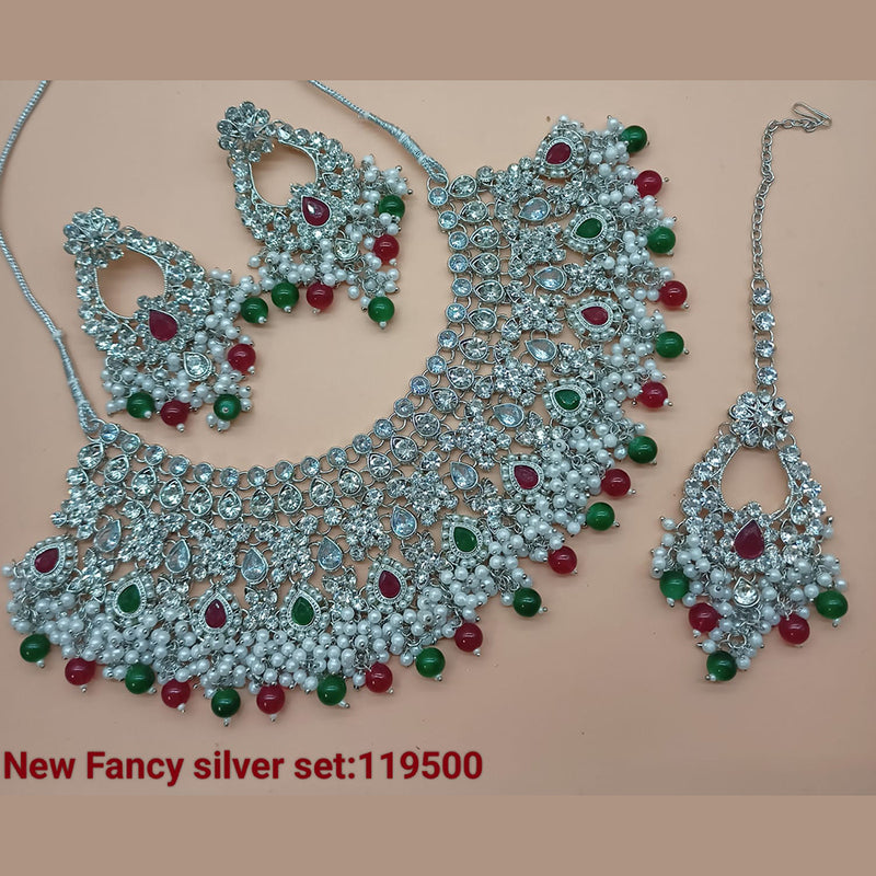 Padmawati Bangles Silver Plated Crystal Stone Necklace Set