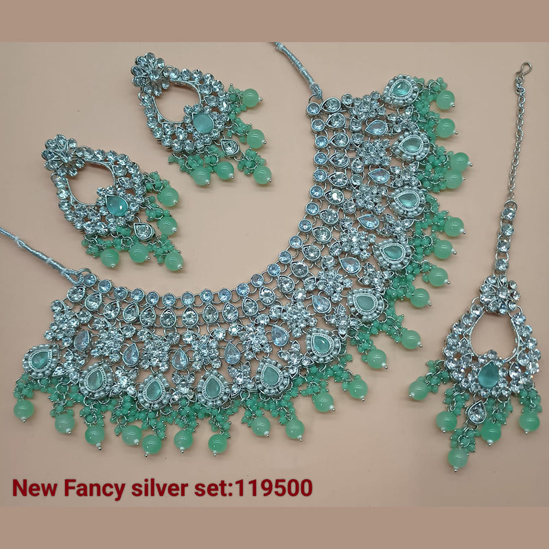 Padmawati Bangles Silver Plated Crystal Stone Necklace Set