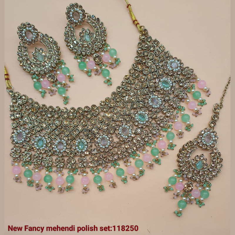 Padmawati Bangles Gold Plated Crystal Stone Necklace Set