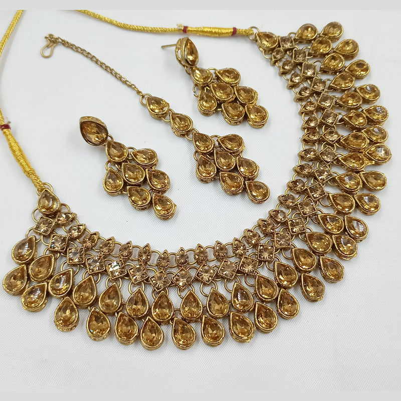 Padmawati Bangles Gold Plated Crystal Stone Necklace Set