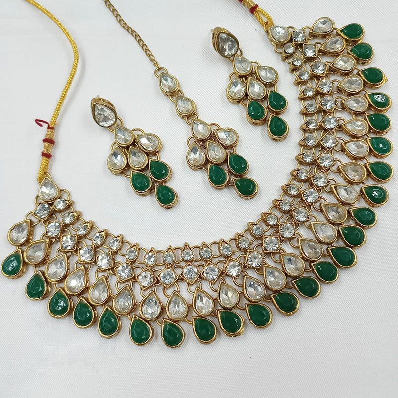 Padmawati Bangles Gold Plated Crystal Stone Necklace Set