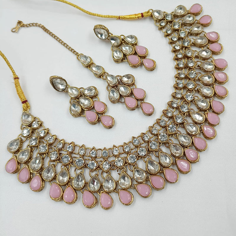 Padmawati Bangles Gold Plated Crystal Stone Necklace Set