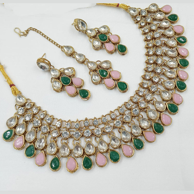 Padmawati Bangles Gold Plated Crystal Stone Necklace Set