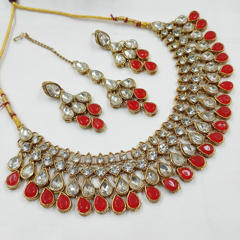 Padmawati Bangles Gold Plated Crystal Stone Necklace Set