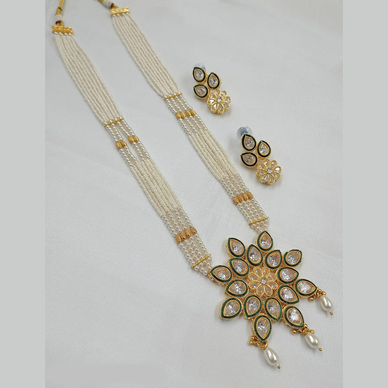 Padmawati Bangles Gold Plated Crystal Stone And Pearl Necklace Set