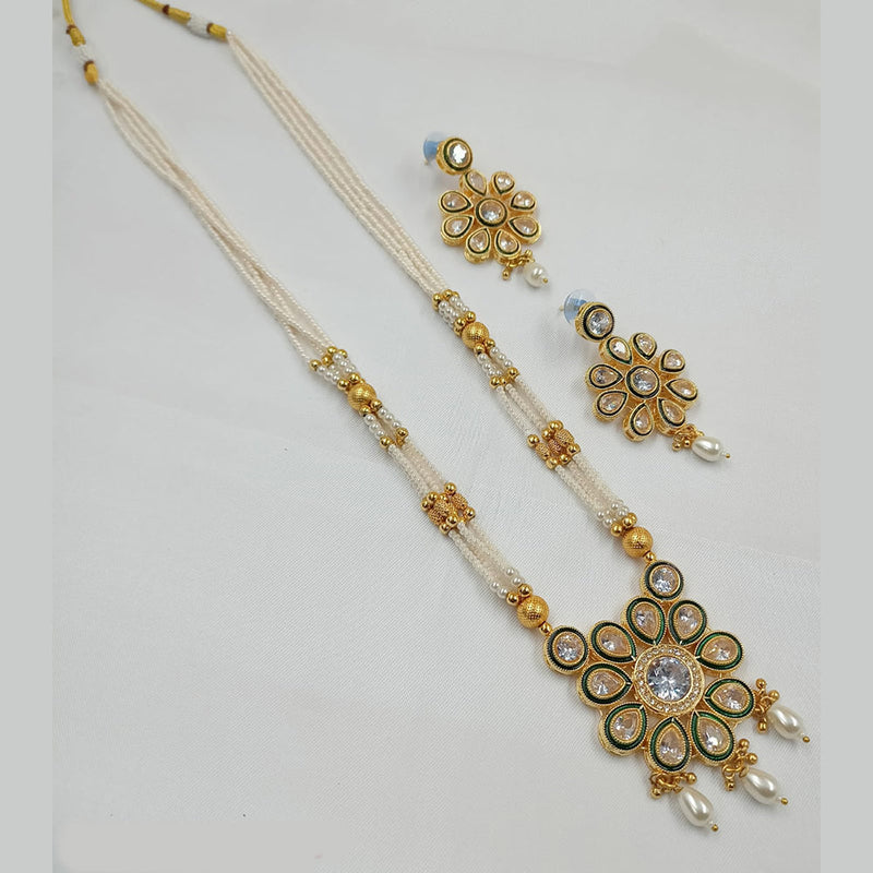 Padmawati Bangles Gold Plated Crystal Stone And Pearl Necklace Set