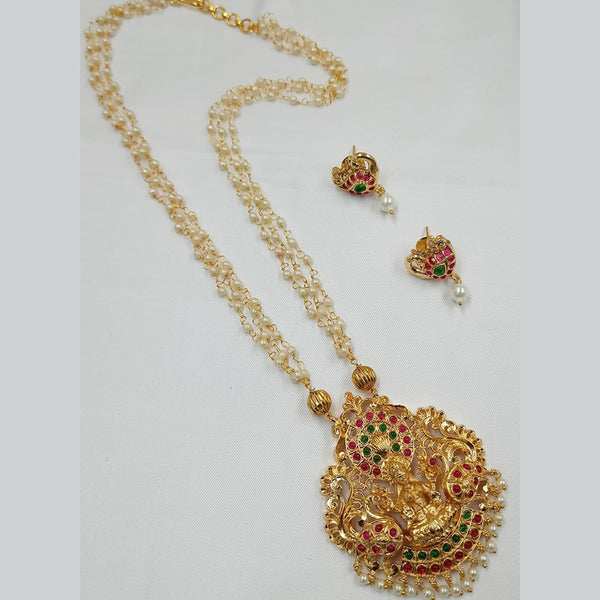 Padmawati Bangles Gold Plated Pearl And Pota Stone Temple  Necklace Set