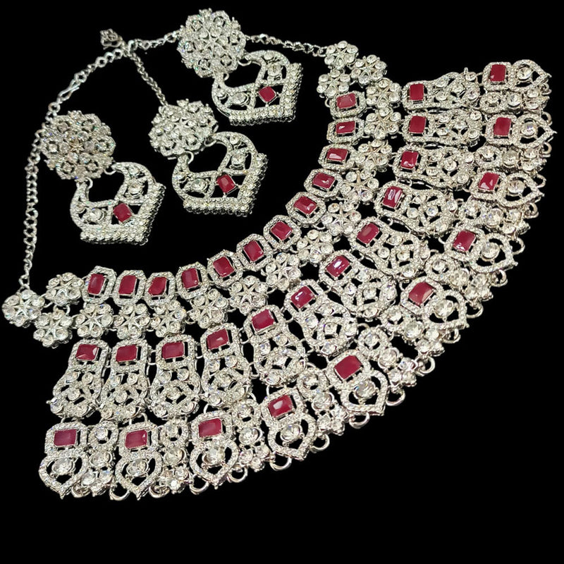 Padmawati Bangles Silver Plated Austrian Stone And Crystal Stone Necklace Set