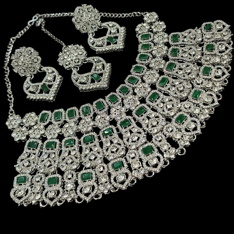 Padmawati Bangles Silver Plated Austrian Stone And Crystal Stone Necklace Set