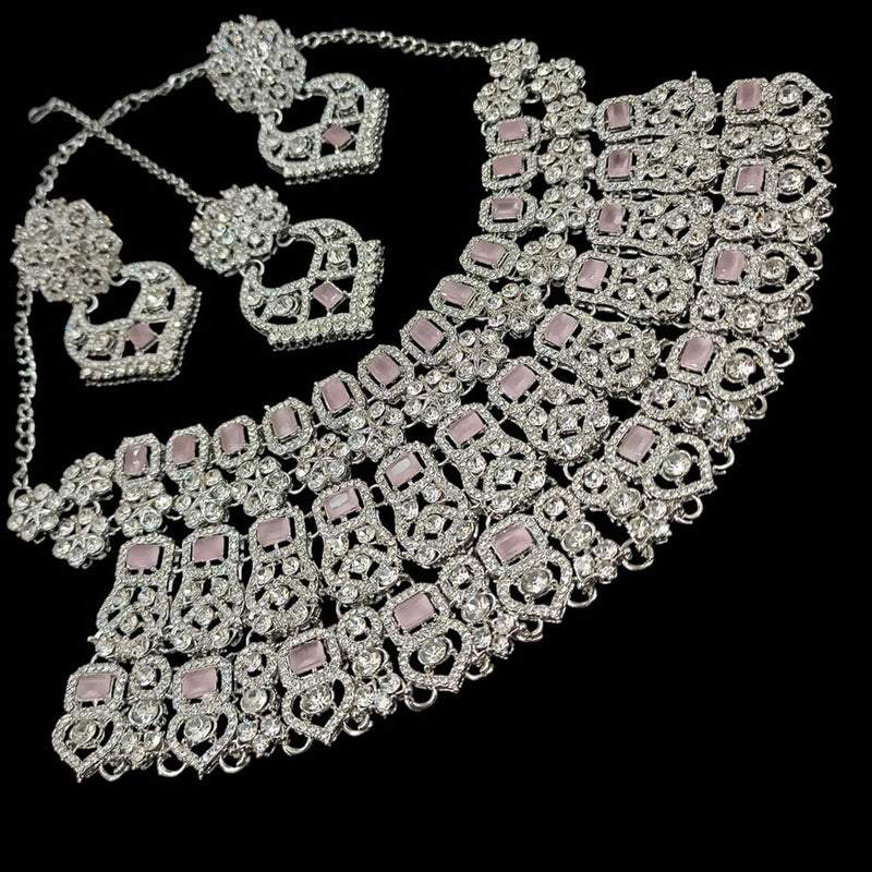 Padmawati Bangles Silver Plated Austrian Stone And Crystal Stone Necklace Set