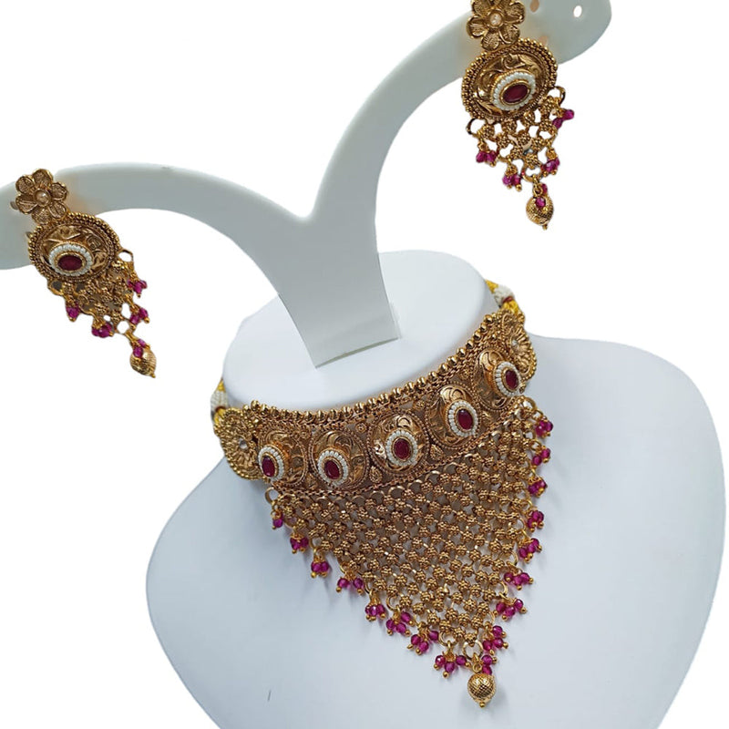 Padmawati Bangles Copper Gold Pota Stone And Beads Necklace Set