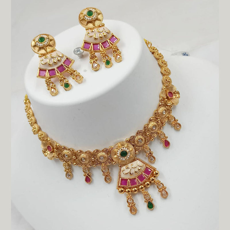 Padmawati Bangles Gold Plated Pota Stone And Meenakari Necklace Set