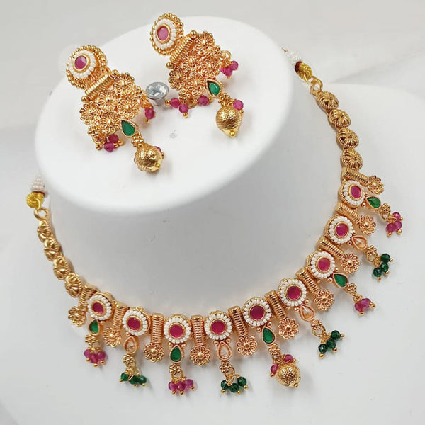 Padmawati Bangles Gold Plated Pota Stone And Pearls Choker Necklace Set