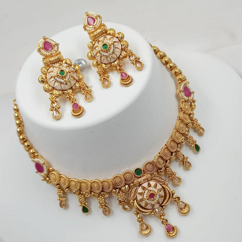 Padmawati Bangles Gold Plated Pota Stone And Meenakari Necklace Set