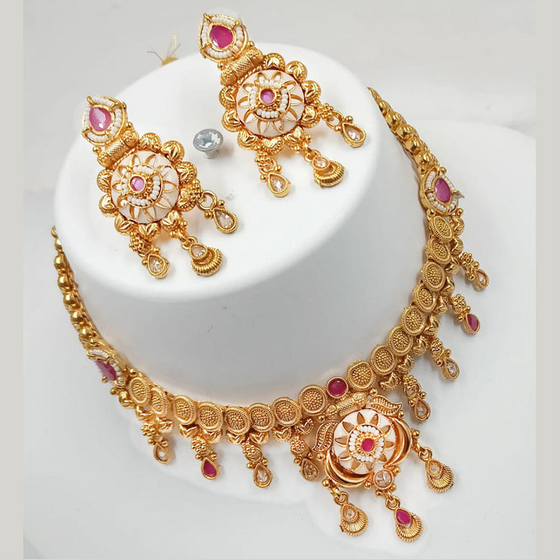 Padmawati Bangles Gold Plated Pota Stone And Meenakari Necklace Set