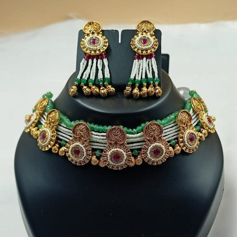 Padmawati Bangles Gold Plated Pota Stone Choker Necklace Set