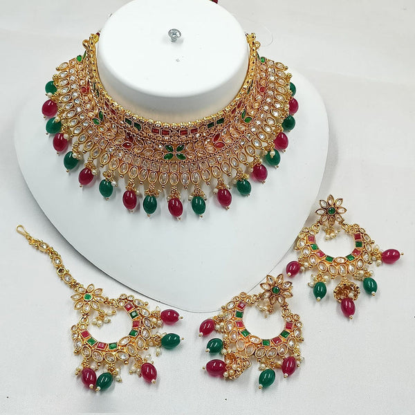 Padmawati Bangles Gold Plated Crystal Stone Choker And Pearls Necklace Set