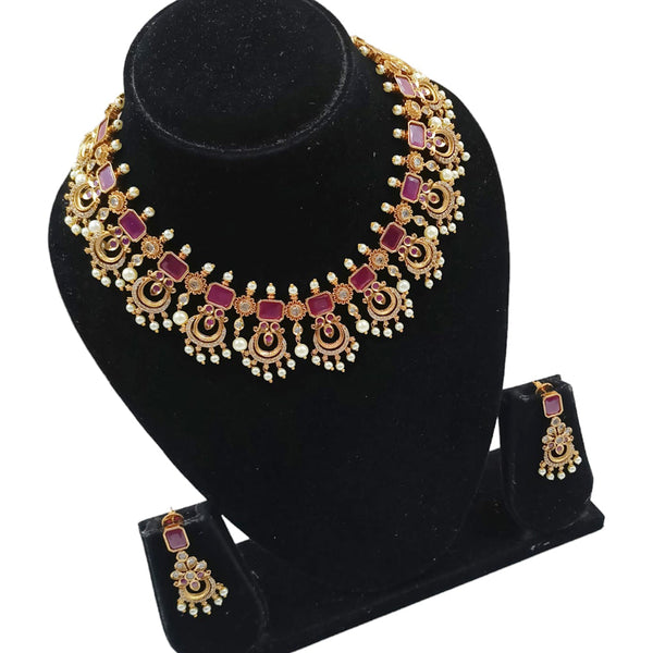 Padmawati Bangles Gold Plated Crystal Stone Choker Necklace Set