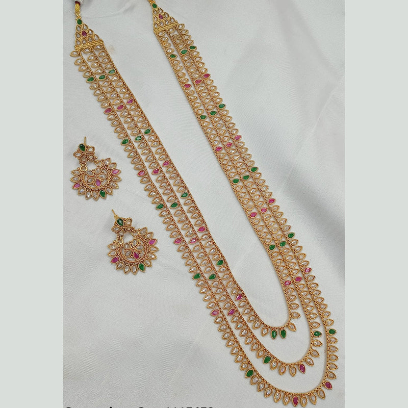 Padmawati Bangles Gold Plated Crystal Stone Long Necklace Set