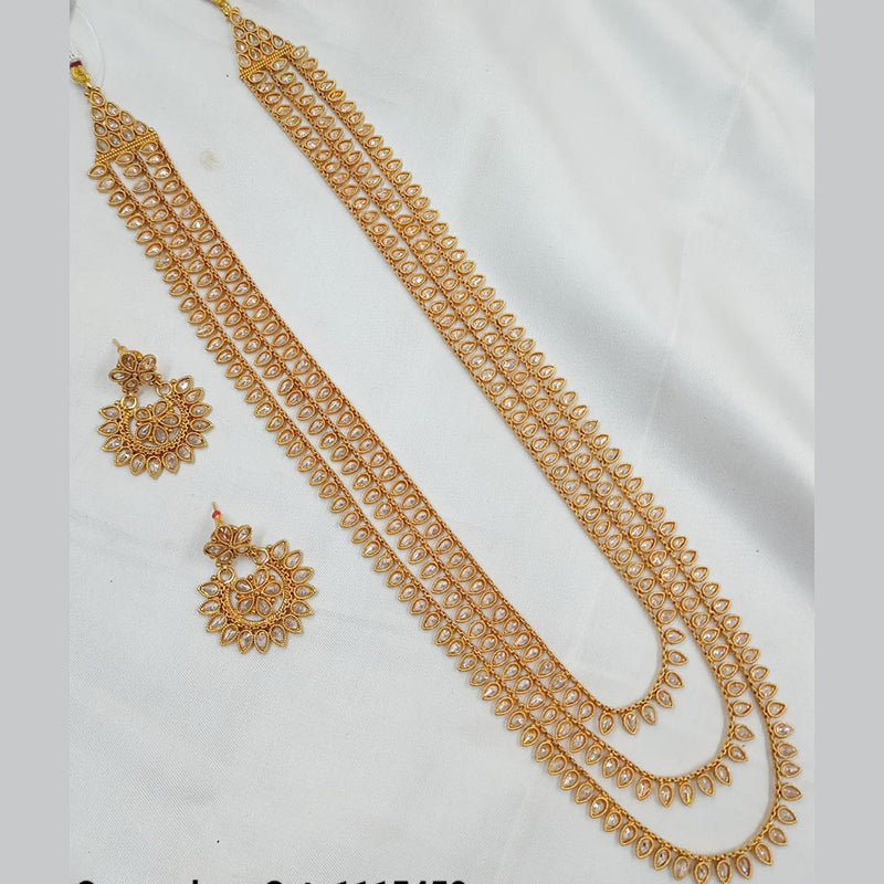 Padmawati Bangles Gold Plated Crystal Stone Long Necklace Set