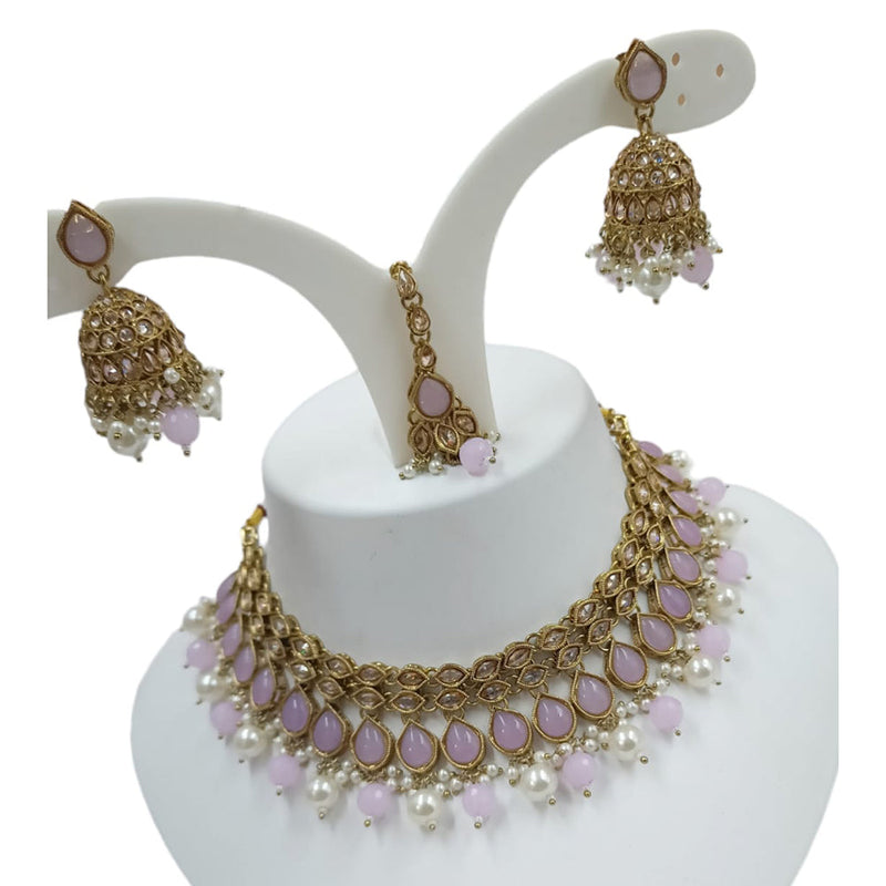 Padmawati Bangles Gold Plated Crystal Stone Choker Necklace Set