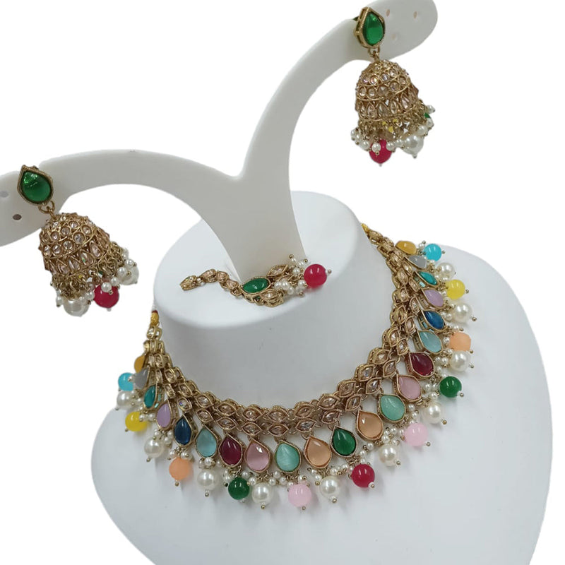 Padmawati Bangles Gold Plated Crystal Stone Choker Necklace Set