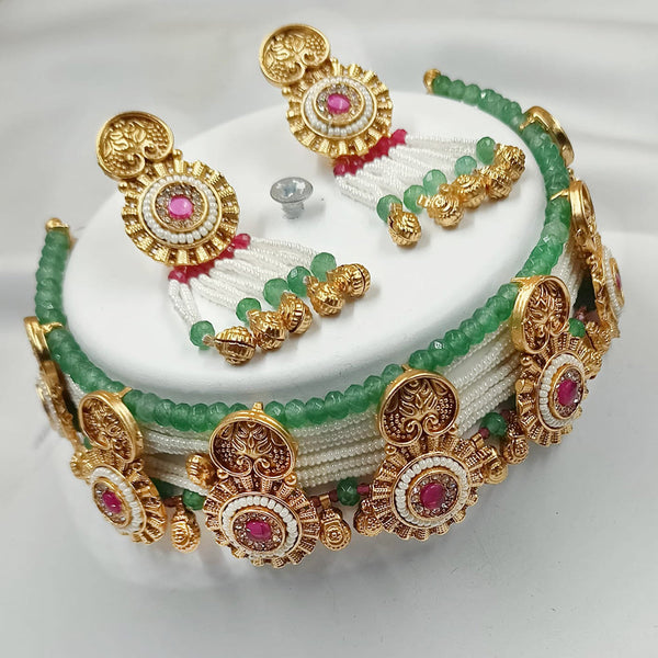 Padmawati Bangles Gold Plated Kundan Stone Choker Necklace Set