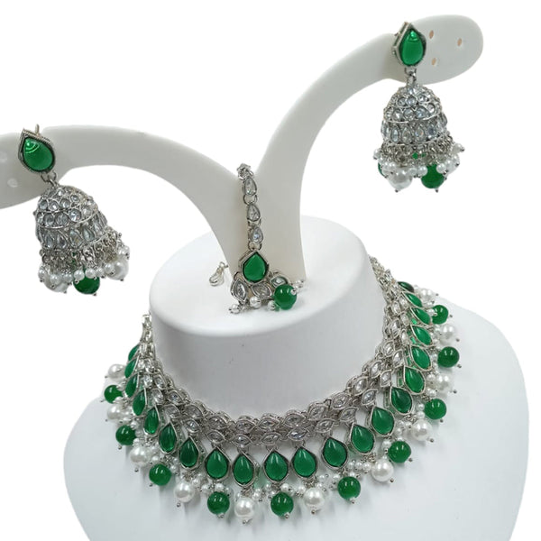 Padmawati Bangles Silver Plated Crystal Stone Choker Necklace Set