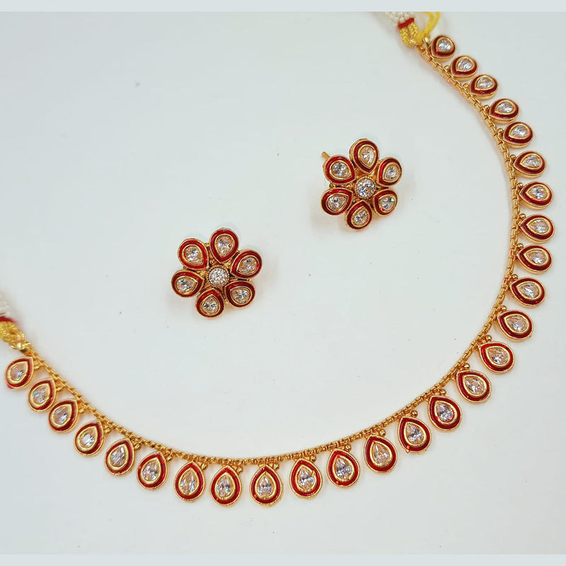 Padmawati Bangles Gold Plated Crystal Stone Necklace Set