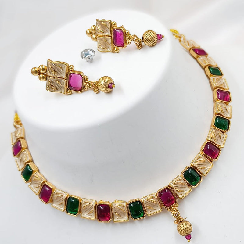 Padmawati Bangles Gold Plated Kundan Stone And Meenakari Choker Necklace Set