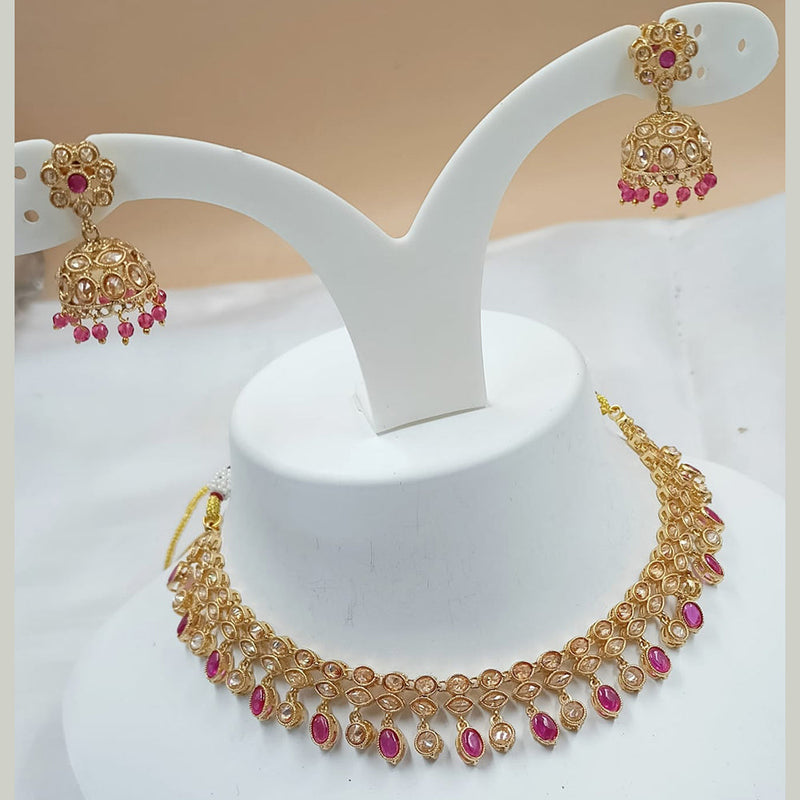 Padmawati Bangles Gold Plated Crystal Stone And Pearls Choker Necklace Set