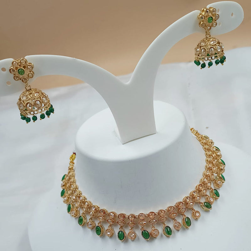 Padmawati Bangles Gold Plated Crystal Stone And Pearls Choker Necklace Set