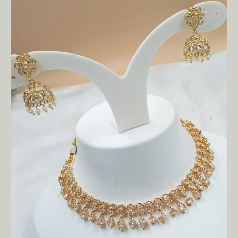 Padmawati Bangles Gold Plated Crystal Stone And Pearls Choker Necklace Set