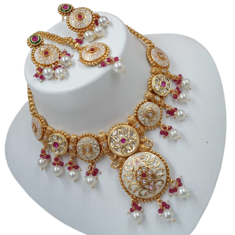 Padmawati Bangles Gold Plated Polki Kundan Stone And Meenakari Choker Necklace Set