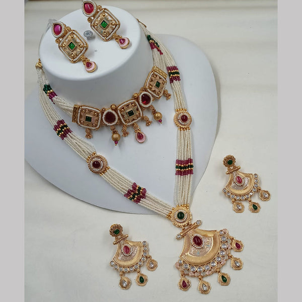 Padmawati Bangles Gold Plated Kundan Stone And Double Necklace Set