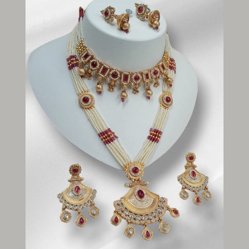 Padmawati Bangles Gold Plated Kundan Stone And Double Necklace Set