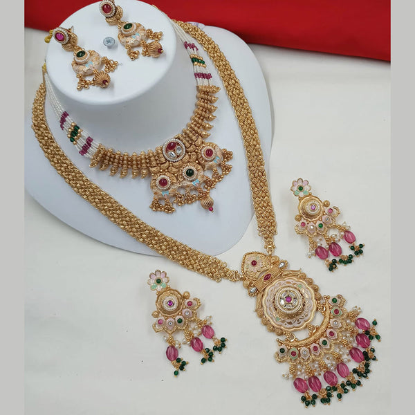 Padmawati Bangles Gold Plated Kundan Stone And Double Necklace Set