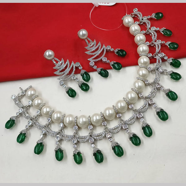 Padmawati Bangles Silver Plated  AD And Beads Choker Necklace Set