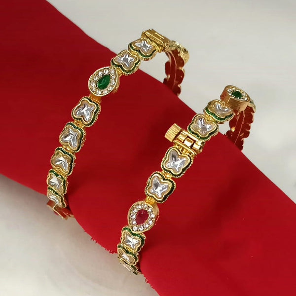 Padmawati Bangles Gold Plated Kundan Openable Bangles Set