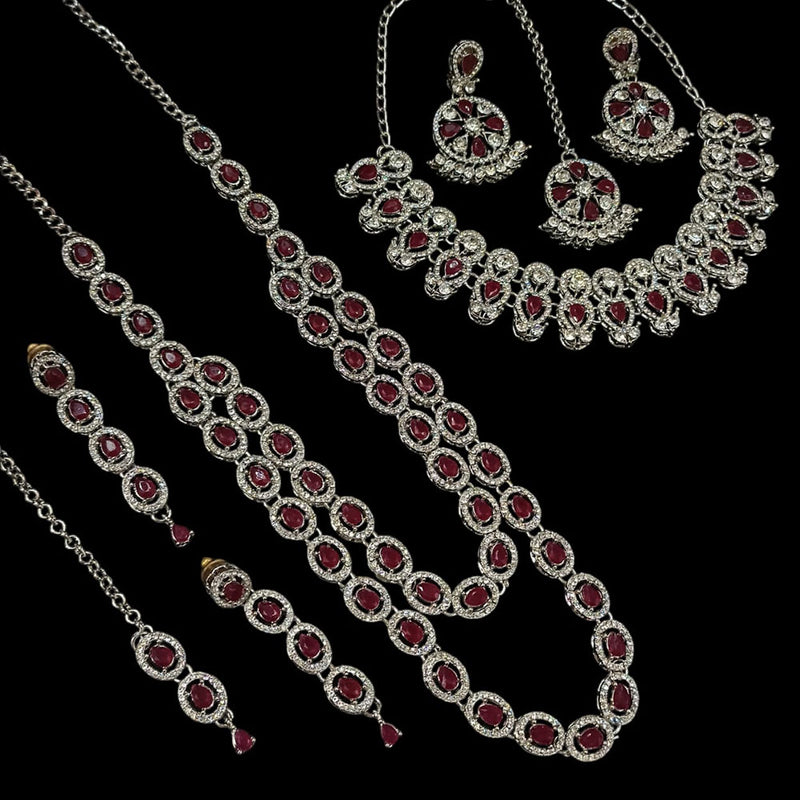 Padmawati Bangles Silver Plated Crystal Stone Necklace Combo