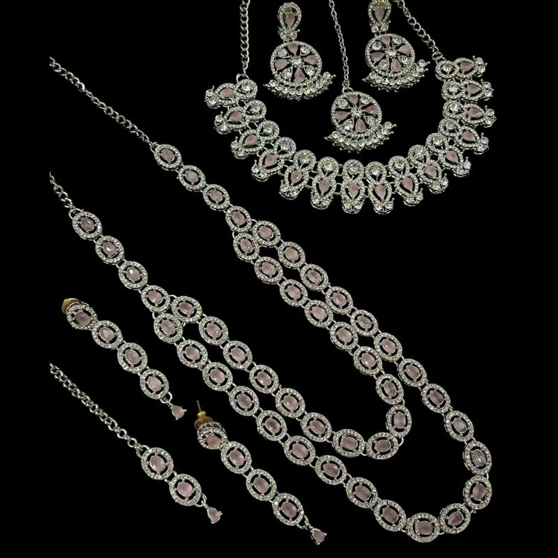 Padmawati Bangles Silver Plated Crystal Stone Necklace Combo