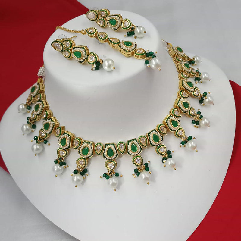 Padmawati Bangles Gold Plated Polki Kundan Stone And Pearls Necklace Set