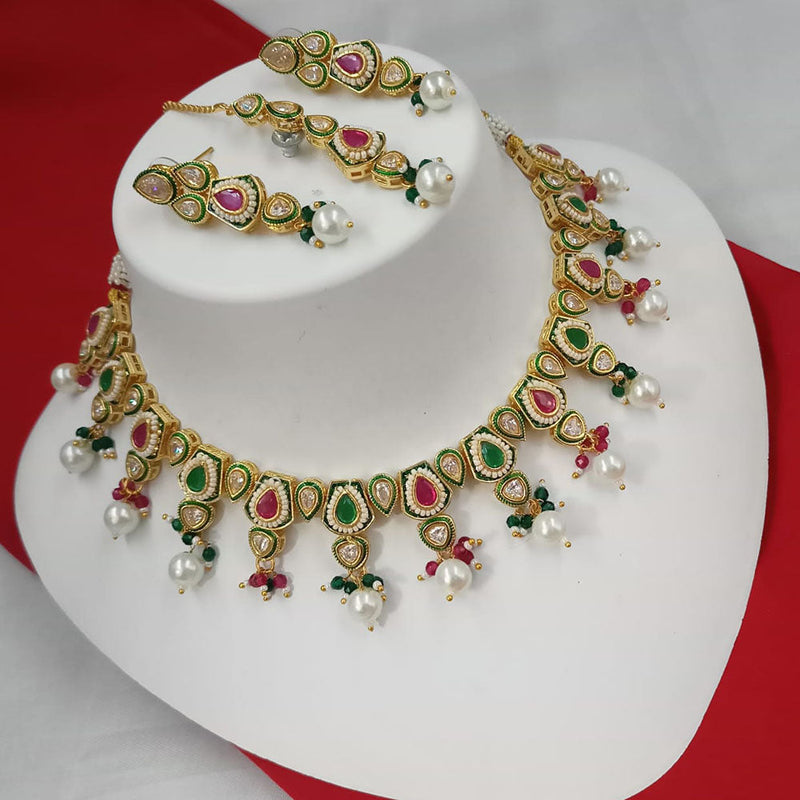 Padmawati Bangles Gold Plated Polki Kundan Stone And Pearls Necklace Set