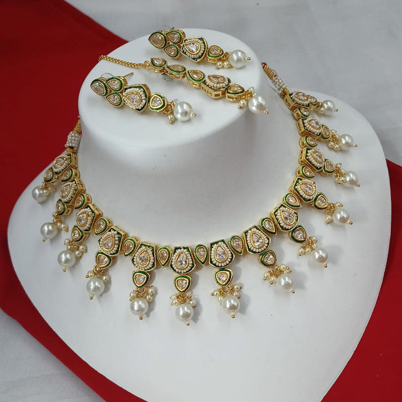 Padmawati Bangles Gold Plated Polki Kundan Stone And Pearls Necklace Set