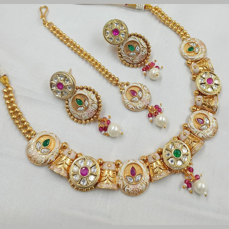 Padmawati Bangles Gold Plated Polki Kundan Stone And Pearls Necklace Set