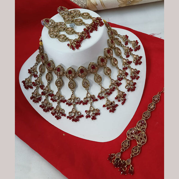 Padmawati Bangles Gold Plated Crystal Stone And Pearls Choker Necklace Set